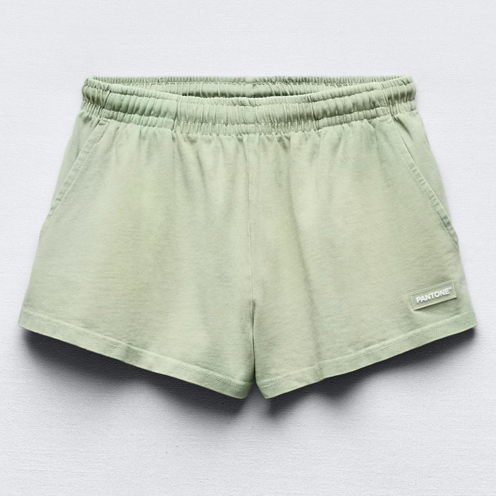 Шорты Zara Pantone Plush, зеленый шорты guilty средняя посадка карманы размер m бежевый