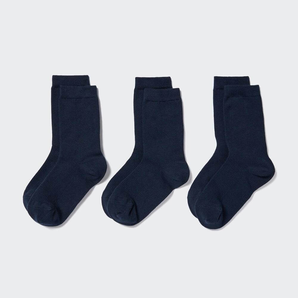 Комплект носков Uniqlo Ribbed, 3 пары, темно-синий комплект носков uniqlo темно синий