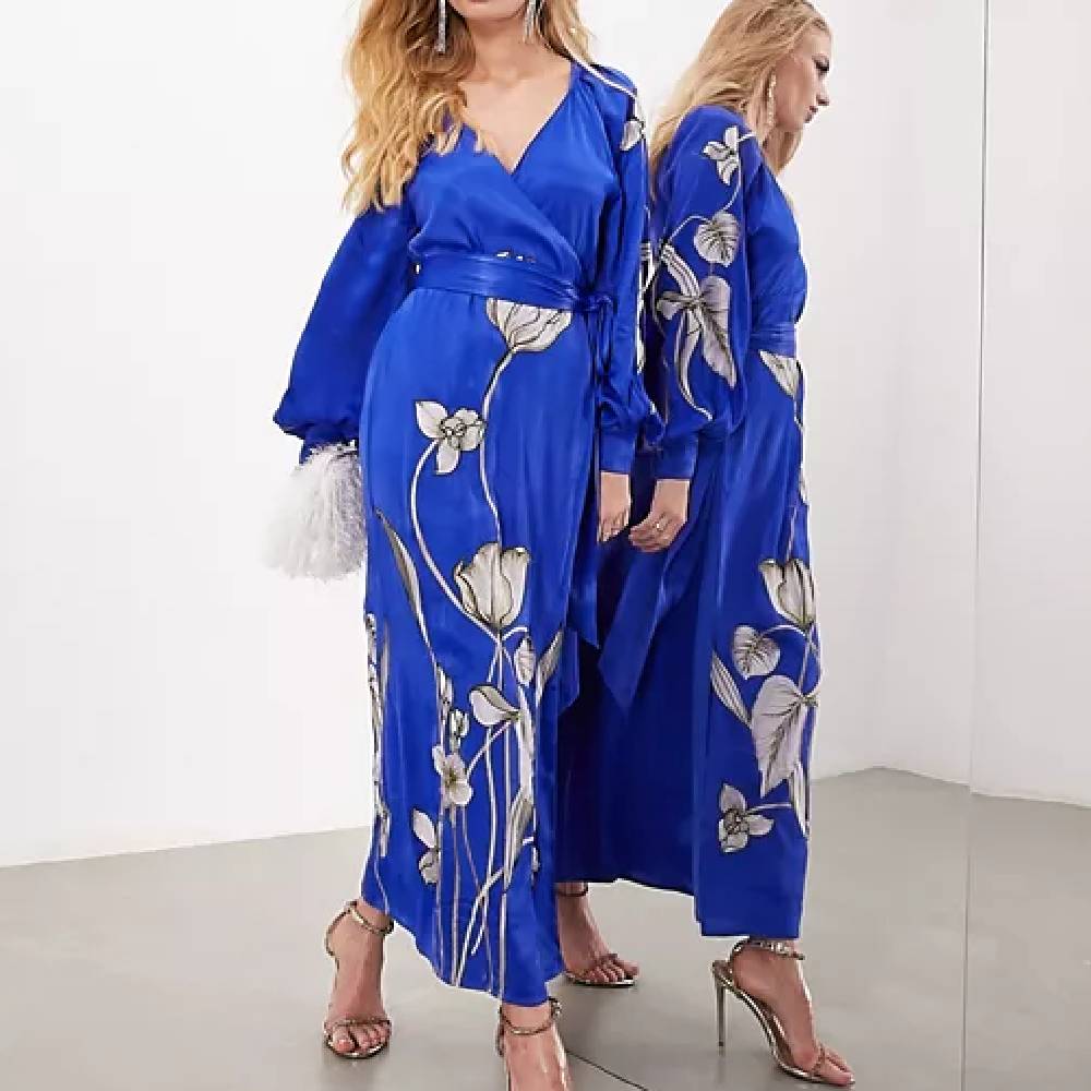 Платье Asos Edition Satin Midi, синий платье ostin прямое синее 44 размер