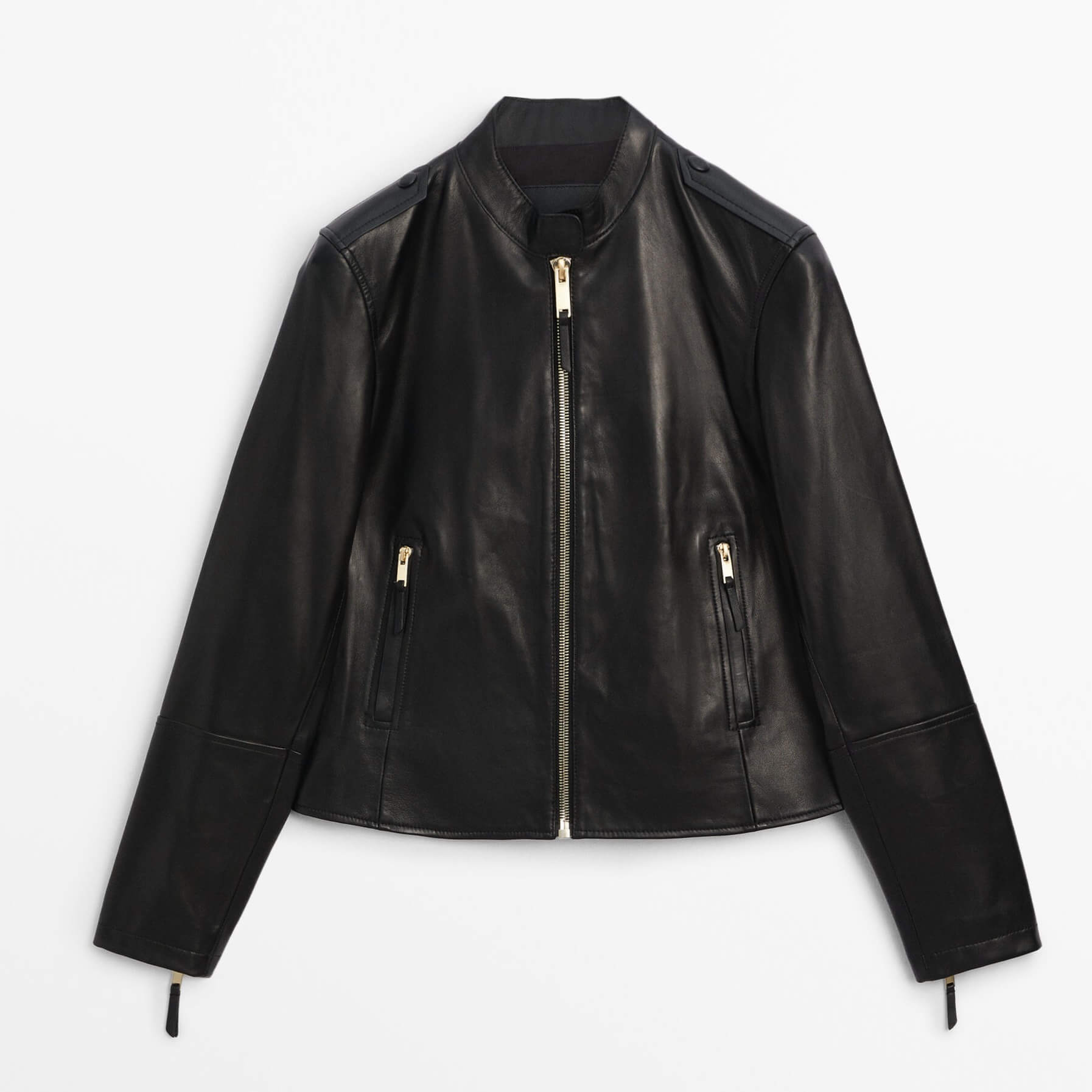 Куртка Massimo Dutti Nappa Leather, черный куртка рубашка massimo dutti nappa leather with pocket коричневый