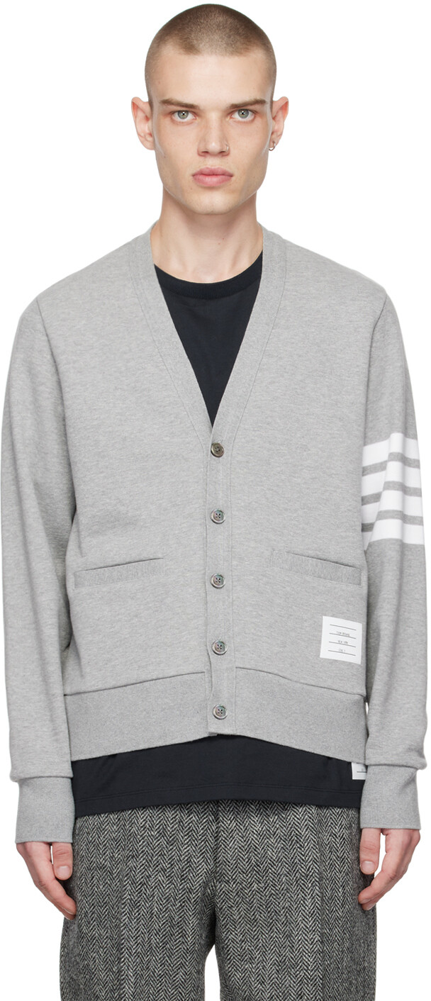 

Серый кардиган с 4 полосами Thom Browne