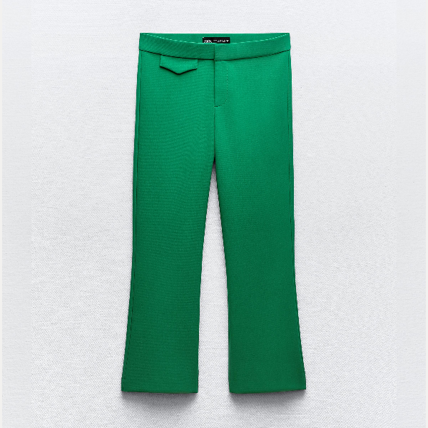 Брюки Zara Mini Flared, зеленый юбка zara flared mini экрю