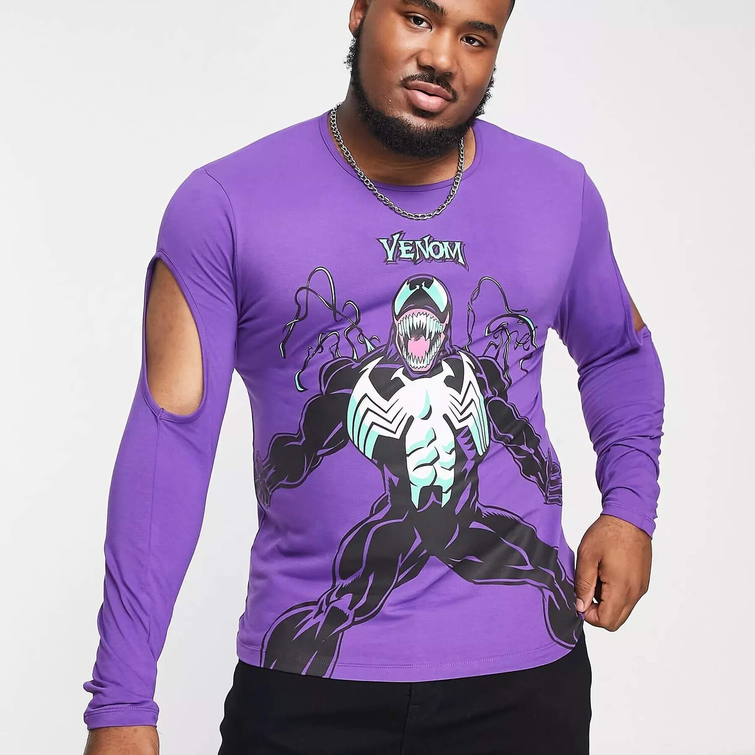 

Футболка с длинным рукавом и принтом Asos Design Marvel Venom, фиолетовый