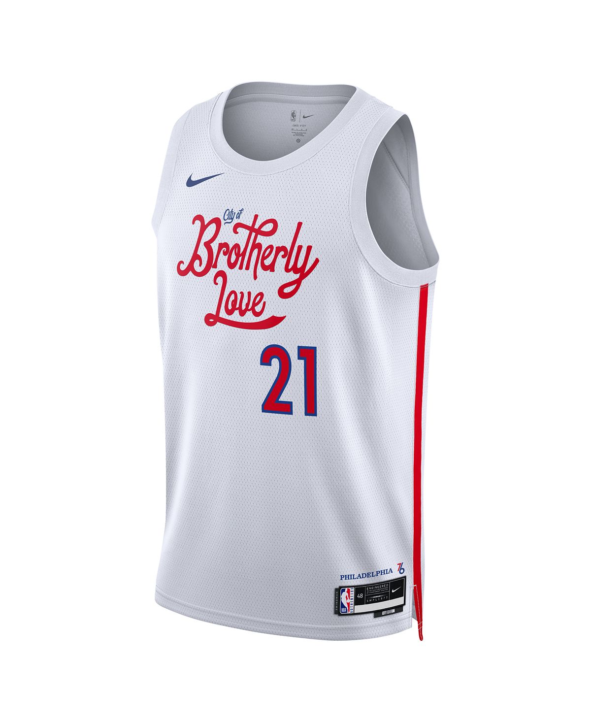 Мужская и женская футболка joel embiid white philadelphia 76ers 2022/23 city edition swingman jersey Nike, белый