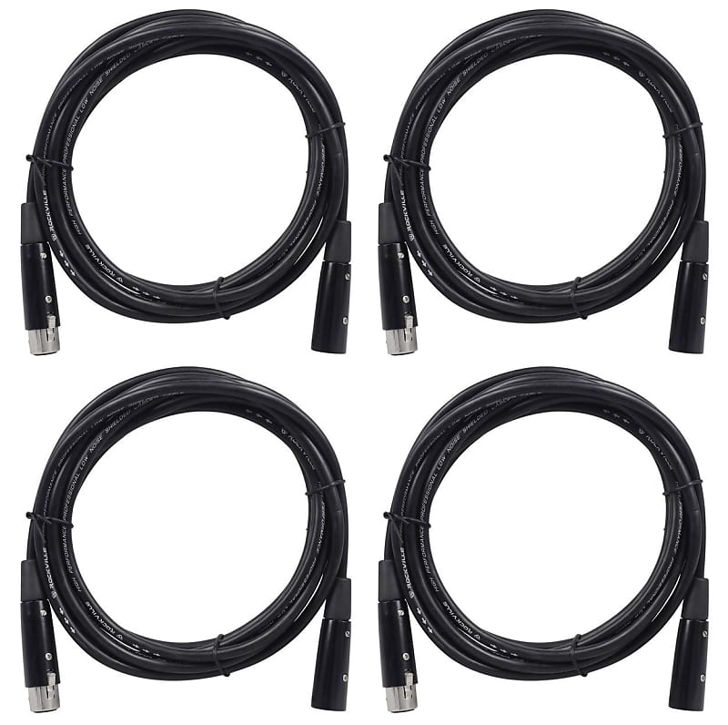 цена 4 Rockville RDX5M10 10-футовые 5-контактные кабели DMX типа «папа-мама» 100% медь (4) RDX5M10