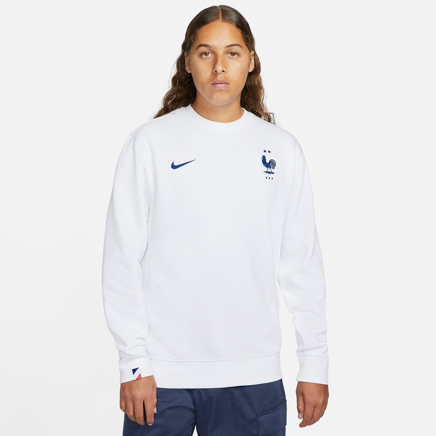

Мужская флисовая толстовка с круглым вырезом Nike France Club, белый