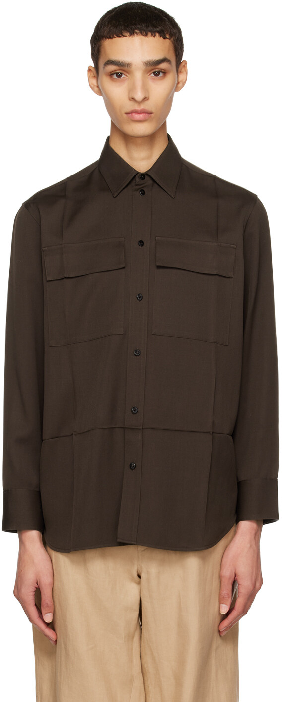 

Коричневая рубашка со складками Jil Sander