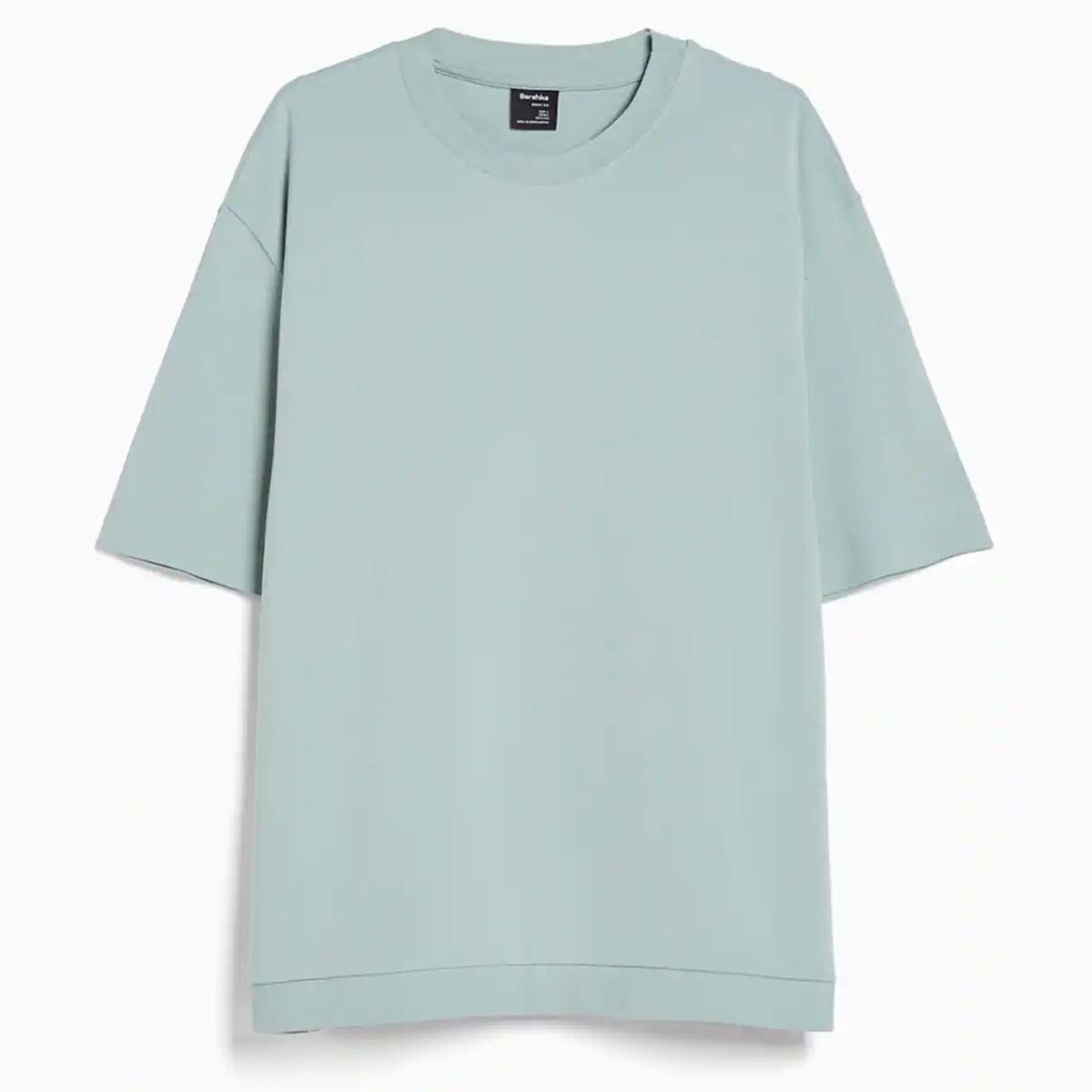

Футболка Bershka Short Sleeve Interlock, зеленовато-голубой