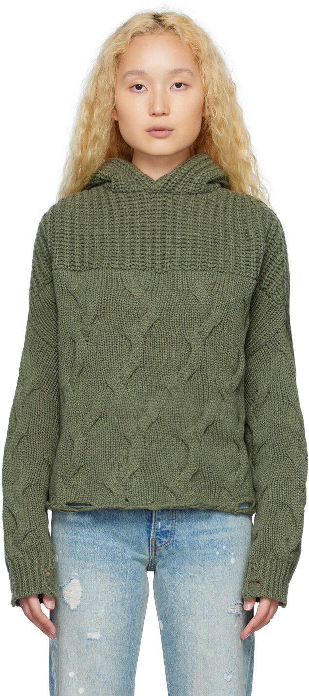 

Зеленая гибридная толстовка с капюшоном AMIRI, Зеленый