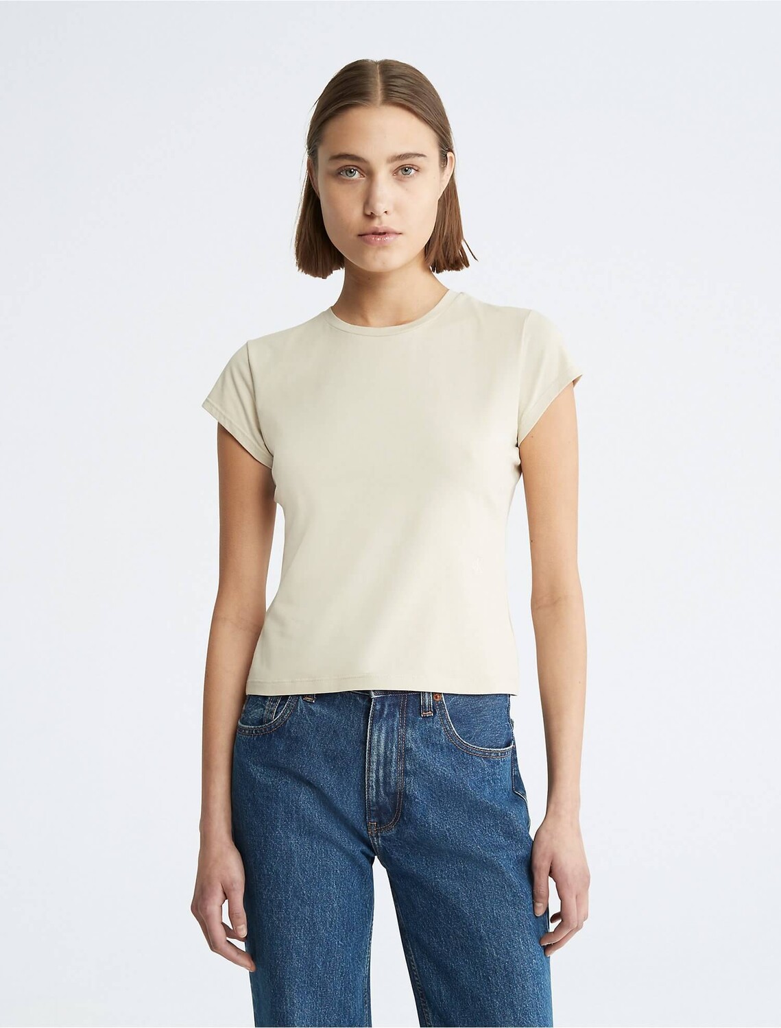 

Футболка Calvin Klein Smooth Cotton Stretch Baby, серо-бежевый