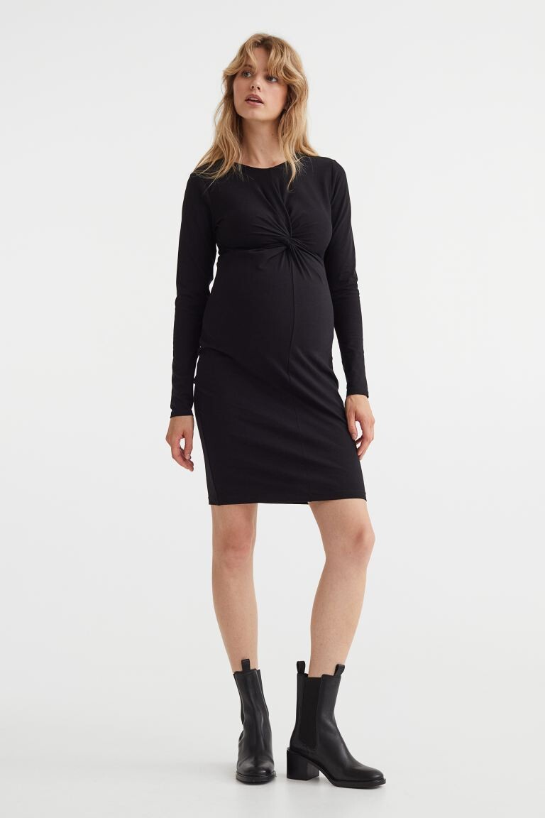 

MAMA Платье из джерси с драпировкой H&M, черный