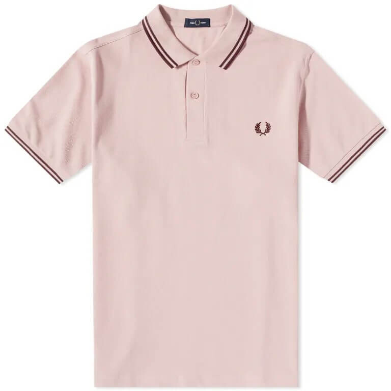 

Поло Fred Perry Slim Fit Twin Tipped, мелово-розовый и бордовый