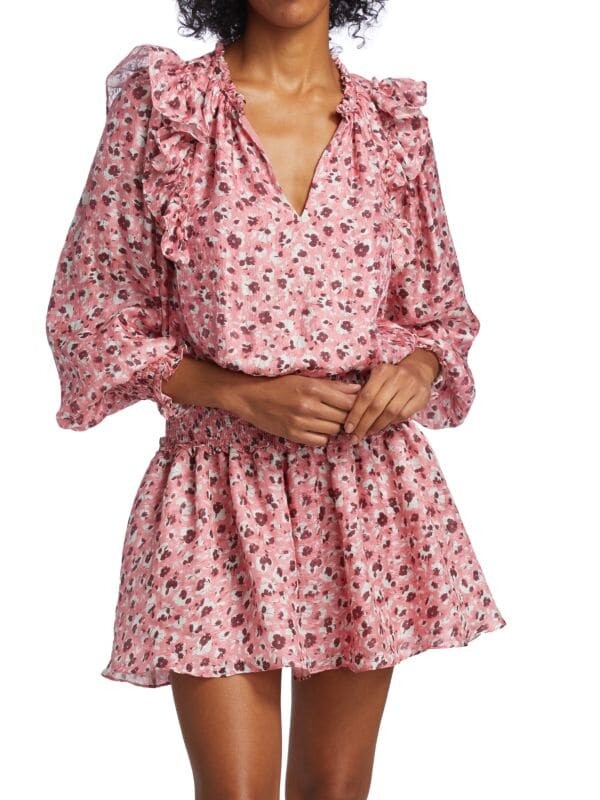 

Платье penelope из смесового шелка с оборками Ramy Brook Pink multicolor