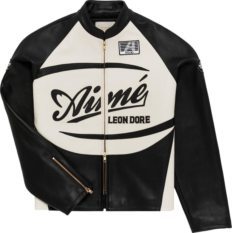 Aime Leon Dore Leather Cafe Racer Jacket Jet Black CDEK.Shopping