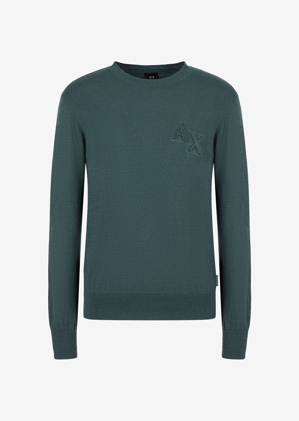 

Свитер из хлопка и вискозы с логотипом Armani Exchange, зеленый