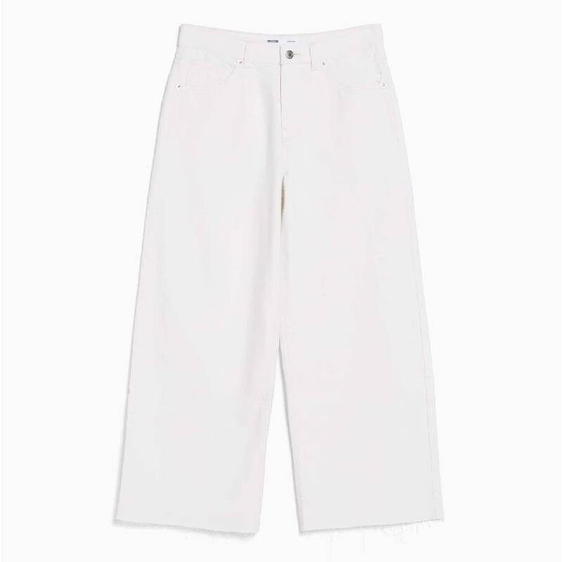 

Джинсы Bershka Wide-Leg Cropped, белый
