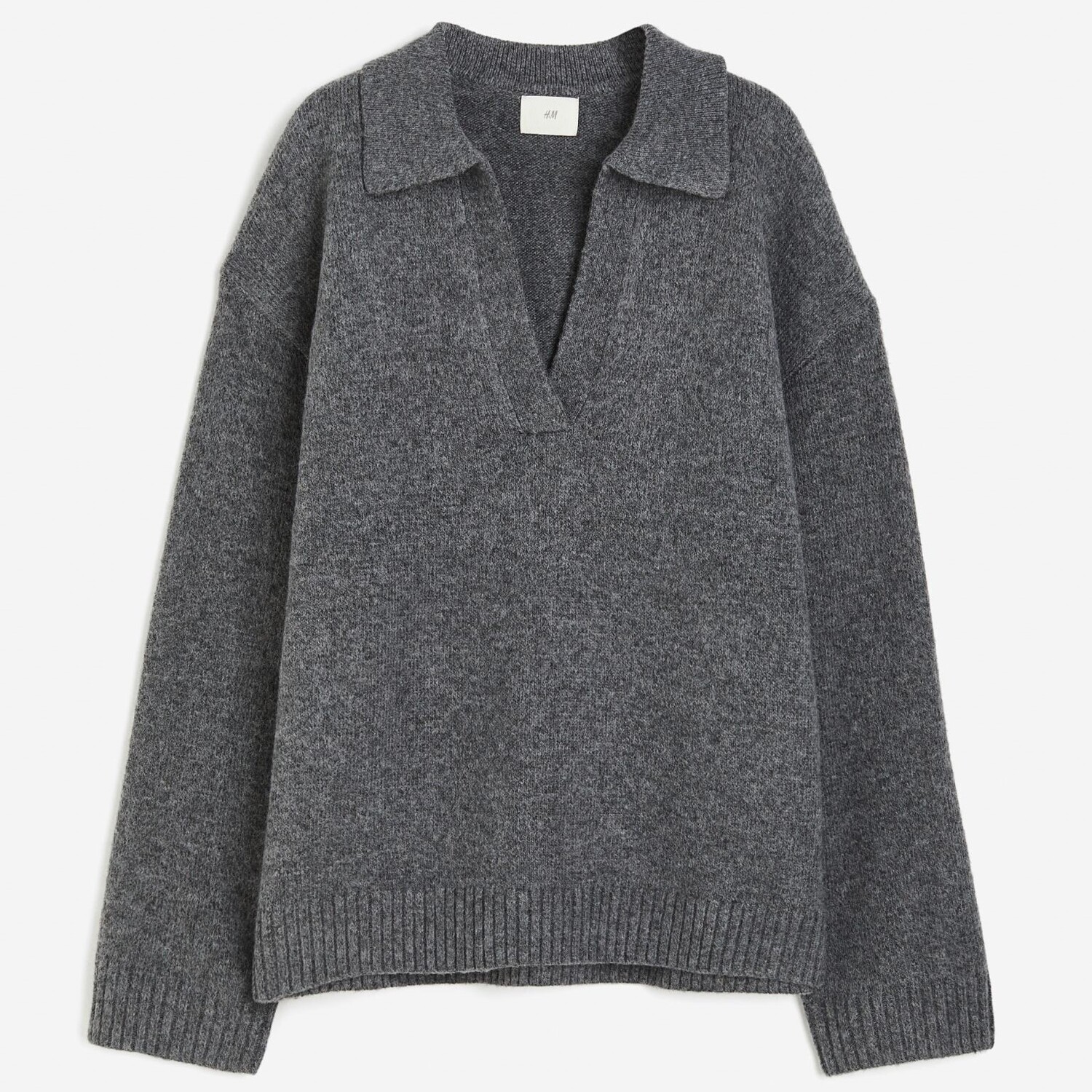 

Джемпер H&M Fine-knit Collared, серый