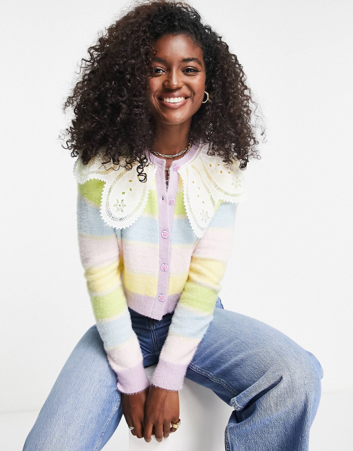 

кардиган Miss Selfridge с радужным воротником
