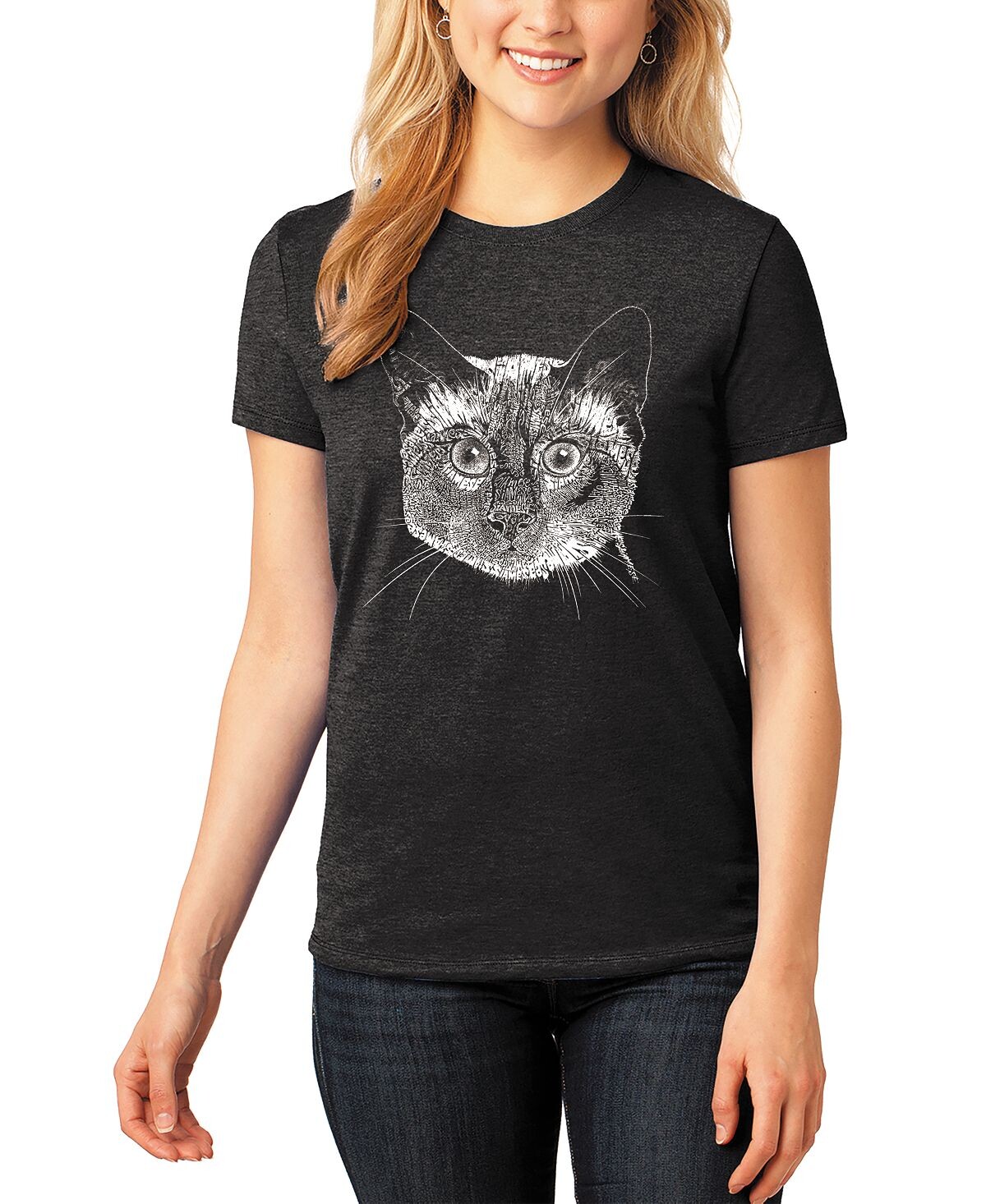 

Женская футболка premium blend word art siamese cat LA Pop Art, черный