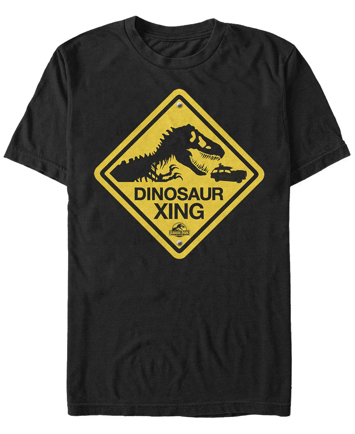 Парк юрского периода мужская футболка с коротким рукавом знак пересечения динозавров Fifth Sun, черный