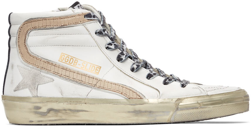 

Белые кожаные кроссовки Slide Golden Goose