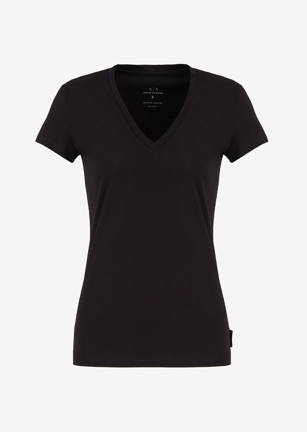 

Приталенная футболка из хлопка пима с короткими рукавами Armani Exchange, черный