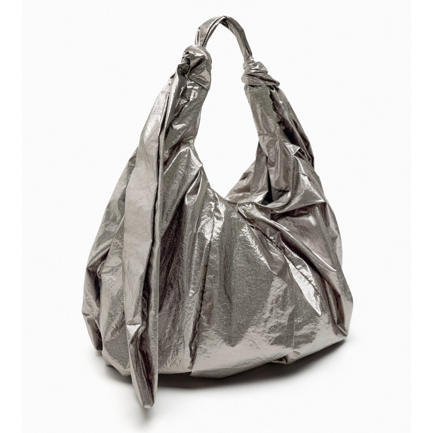 

Сумка Zara Metallic Tote, серебристый