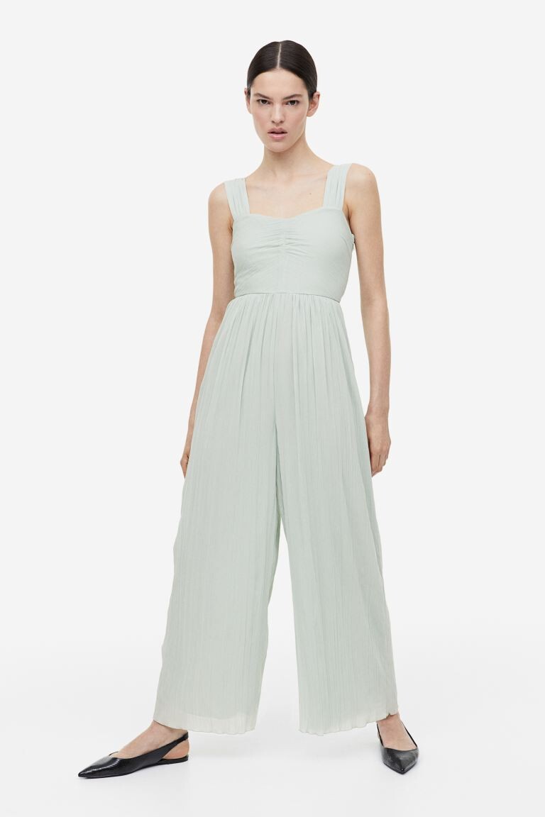 

Плиссированный шифоновый комбинезон H&M, мятно-зеленый