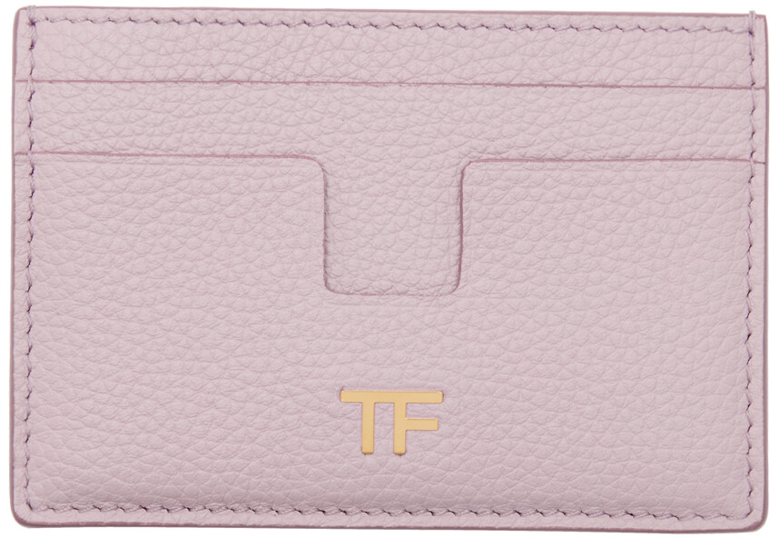 

Бумажник для карт T Line из зернистой кожи розового цвета TOM FORD