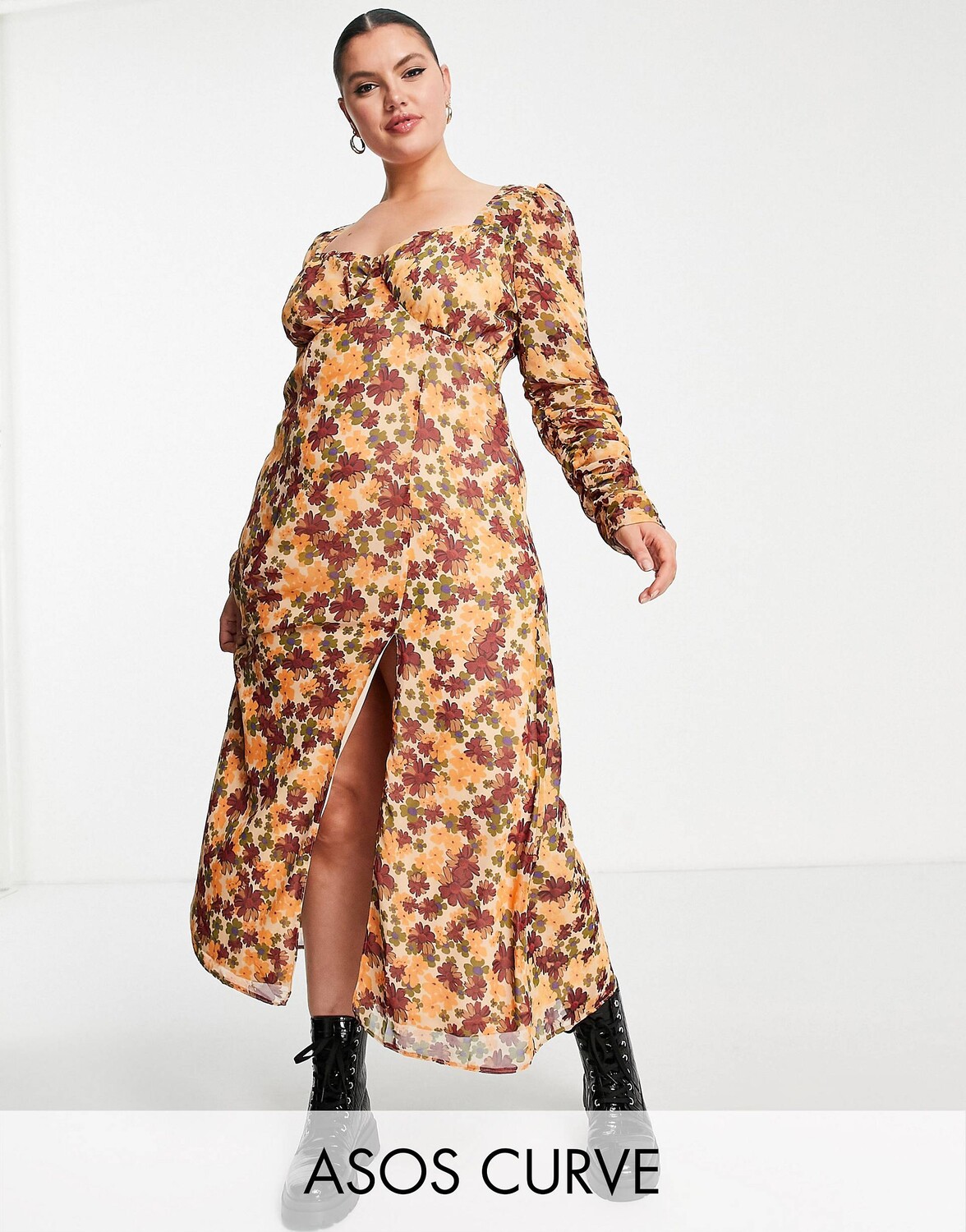 

Платье миди с цветочным принтом ASOS DESIGN Curve