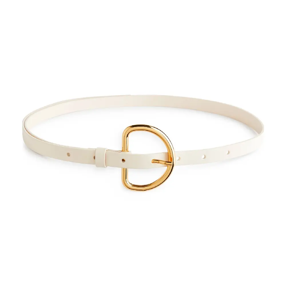 

Ремень Arket Buckle, белый/золотой