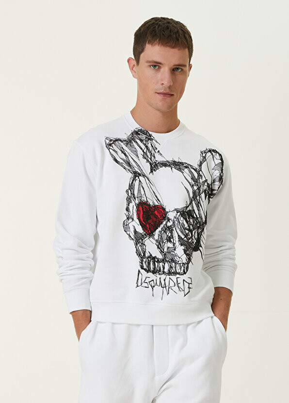 

Толстовка cool white с принтом черепа и логотипом Dsquared2