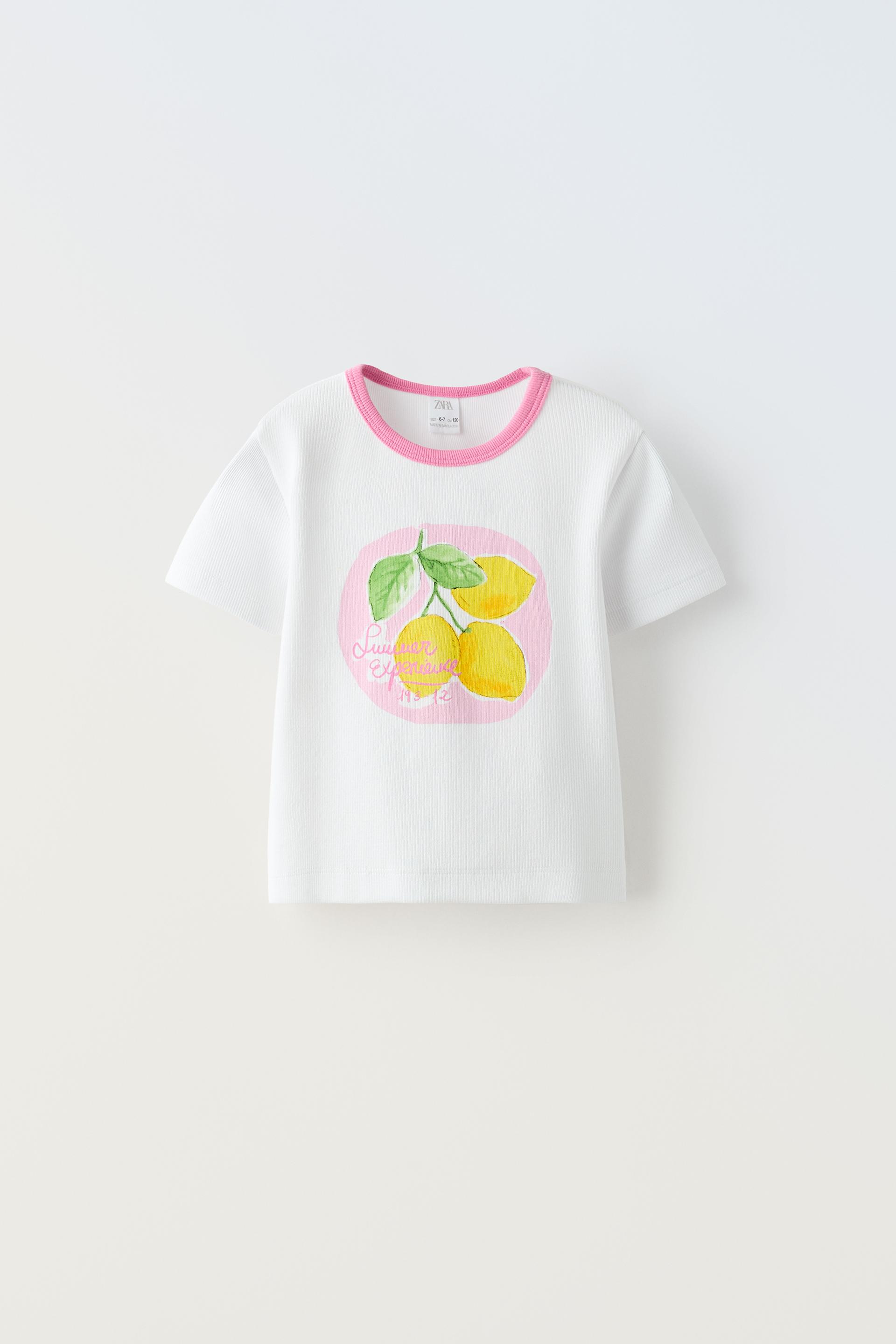 Футболка Zara Ribbed Fruit, розовый футболка zara ribbed short sleeve светло розовый