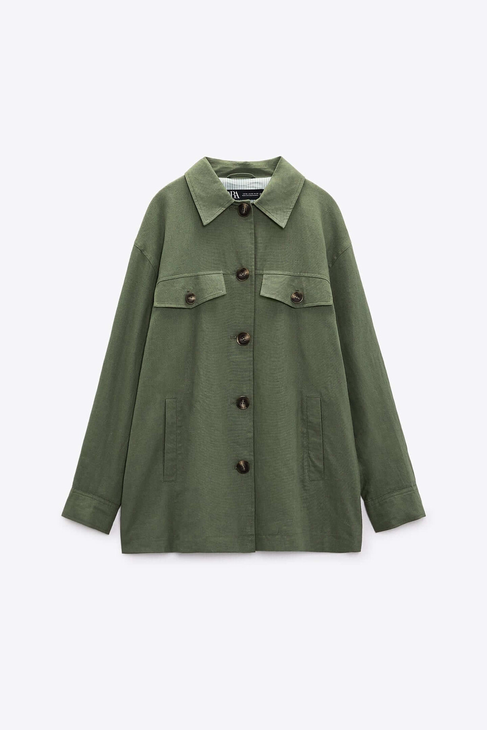 Куртка Zara Linen Blend Basic, хаки