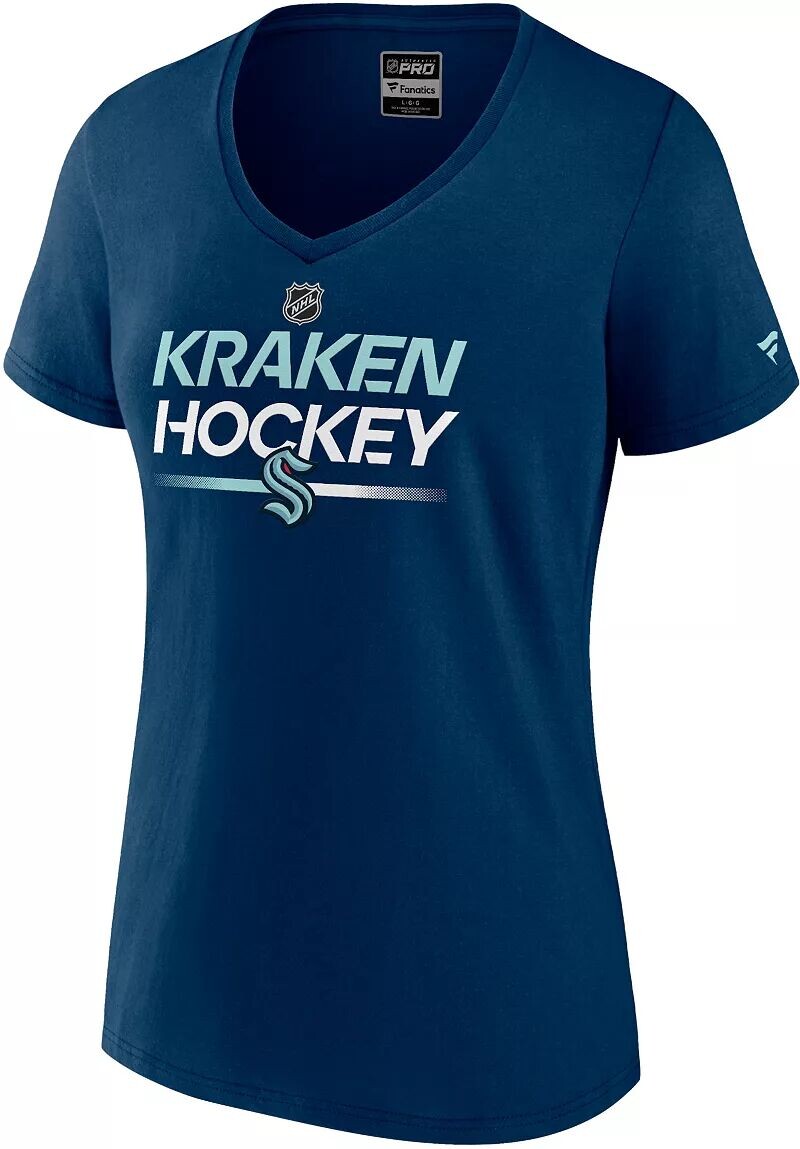 

Женская темно-синяя футболка NHL Seattle Kraken 2023 Authentic Pro Prime
