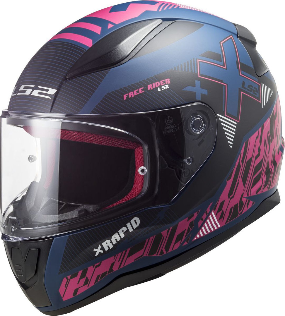 Шлем LS2 FF353 Rapid Xtreet, сине-розовый силиконовый чехол на oppo a31 оппо а31 с принтом сине розовый мрамор
