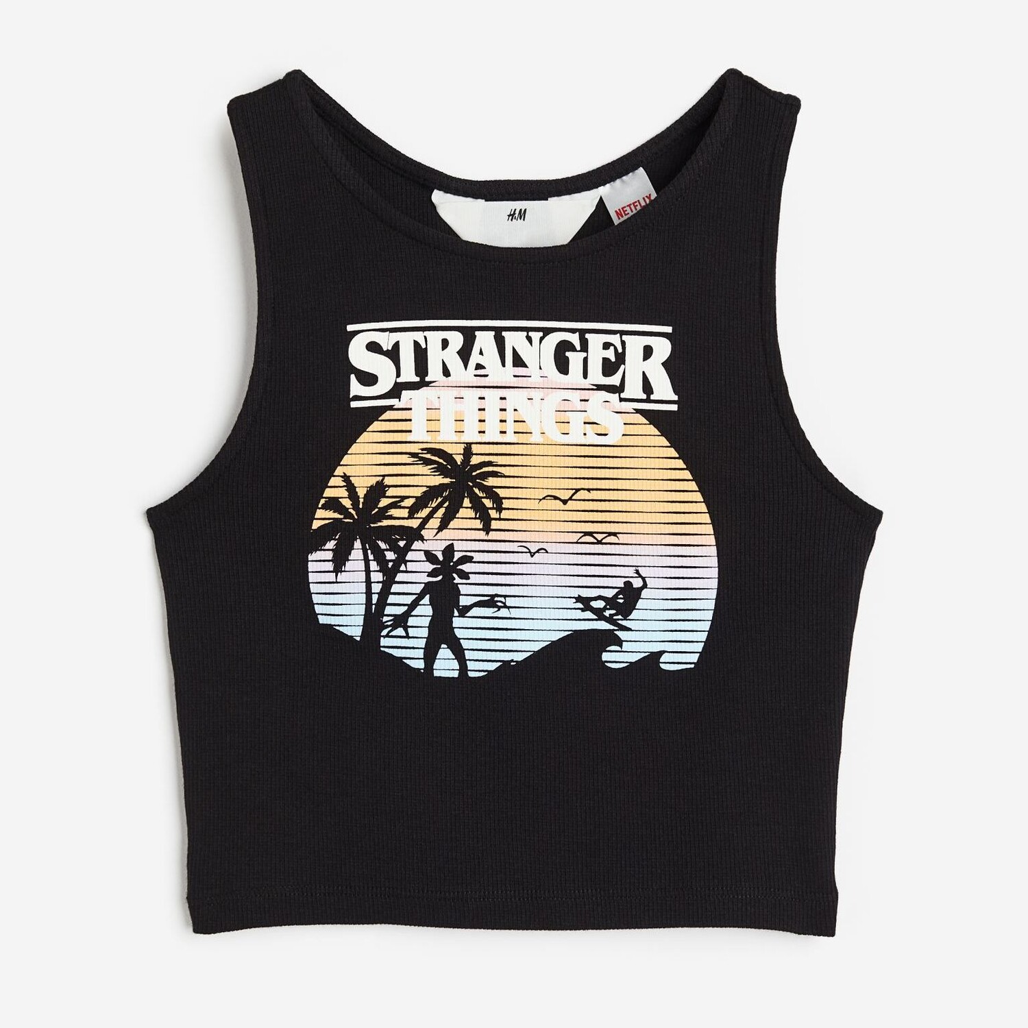 

Топ H&M Stranger Things Ribbed Tank, черный
