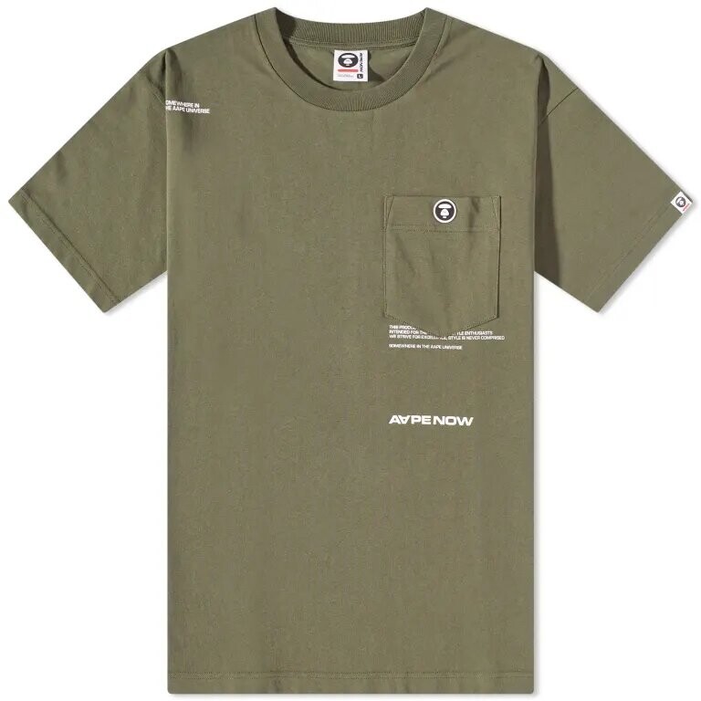 

Футболка Aape Now Silicone Badge Pocket Tee, хаки