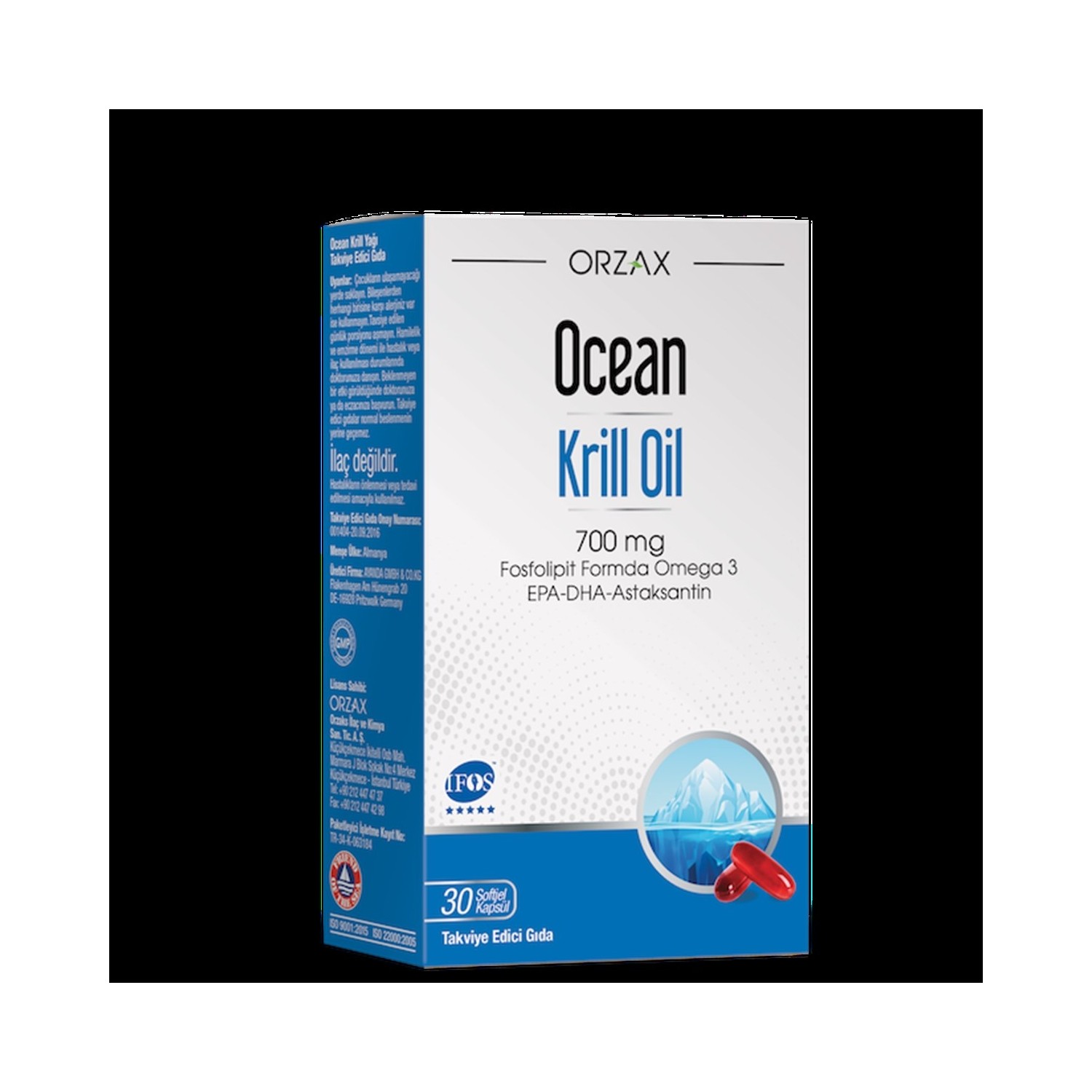 Крилевое масло Ocean Plus 700 мг, 30 мягких желатиновых капсул