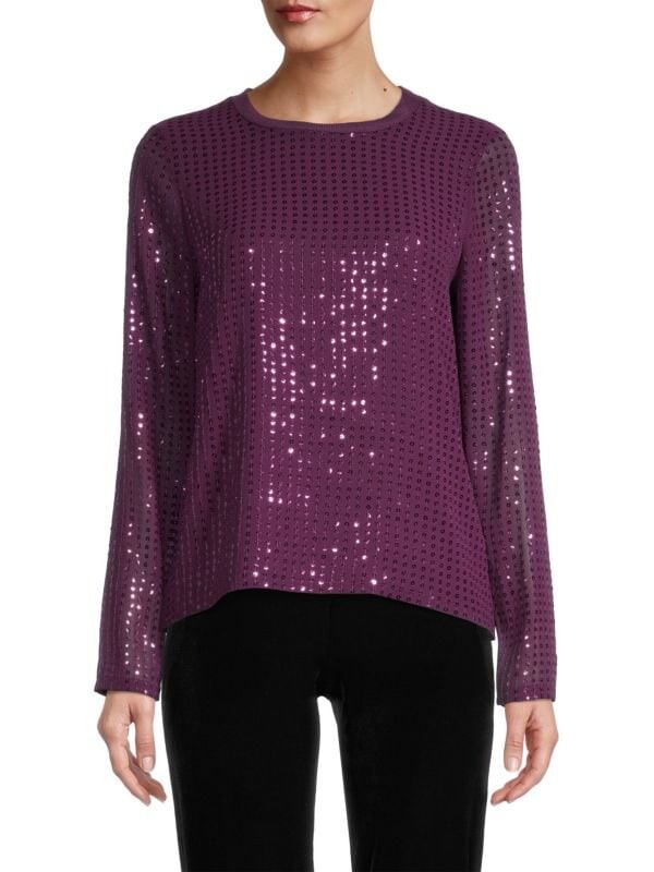 

Топ с пайетками спереди Donna Karan New York Aubergine