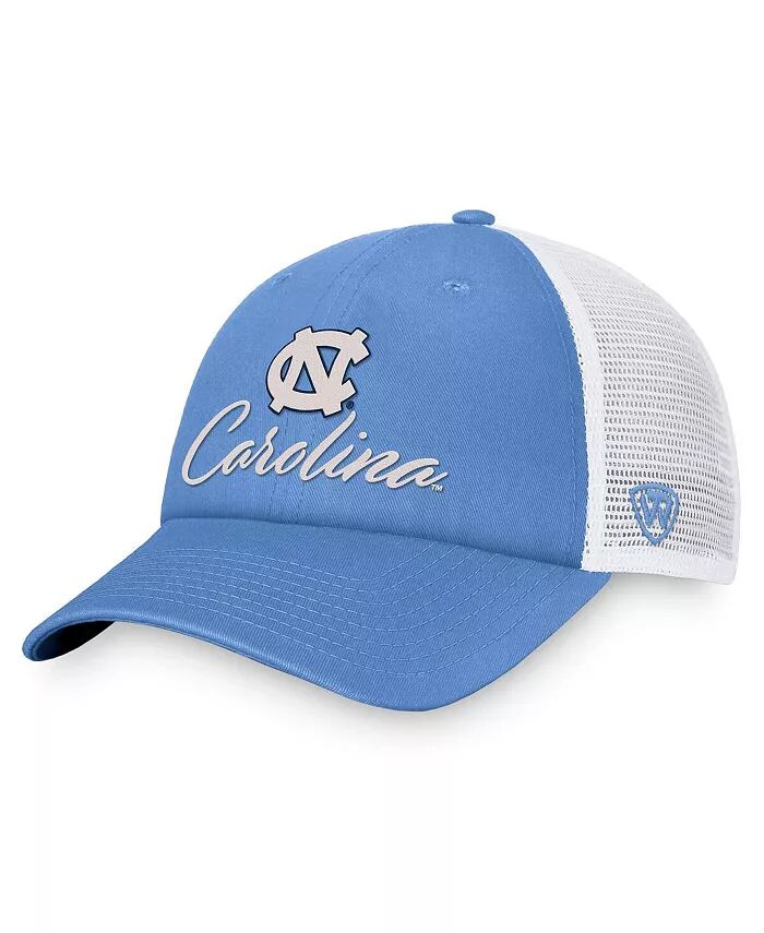 

Женская регулируемая шляпа с синим и белым узором North Carolina Tar Heels Charm Trucker Top Of The World, синий