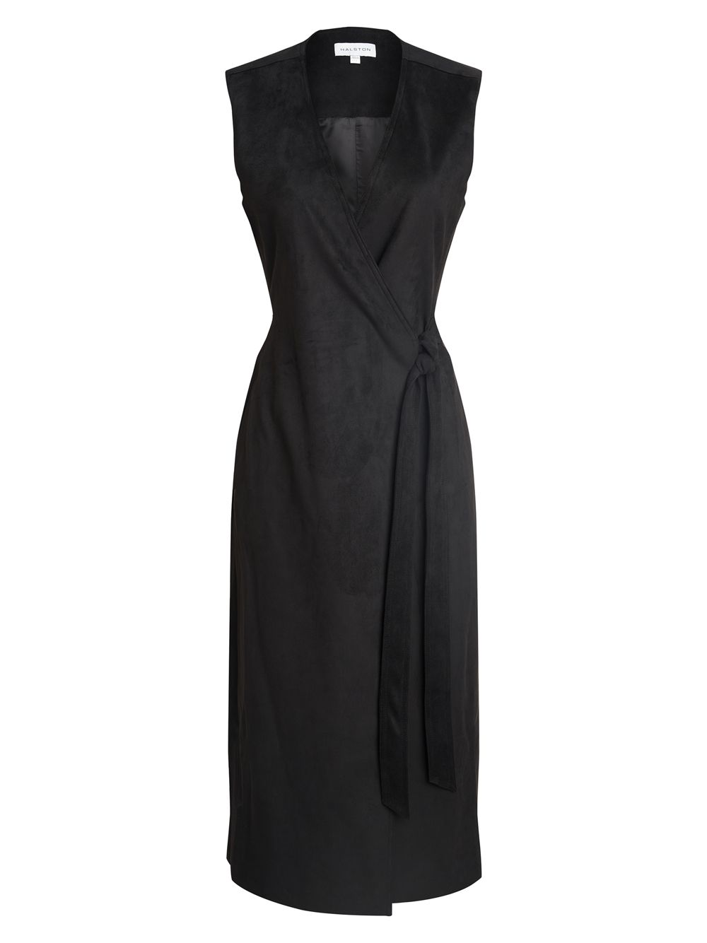 Платье Paulina с запахом из искусственной замши Halston, черный