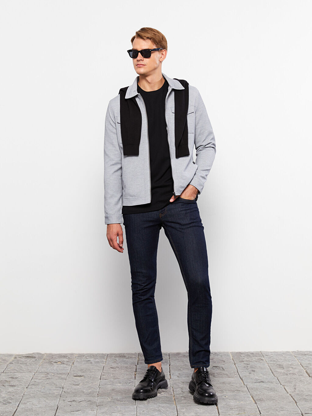 

Мужское пальто Slim Fit с воротником-стойкой LCW Vision, Серый