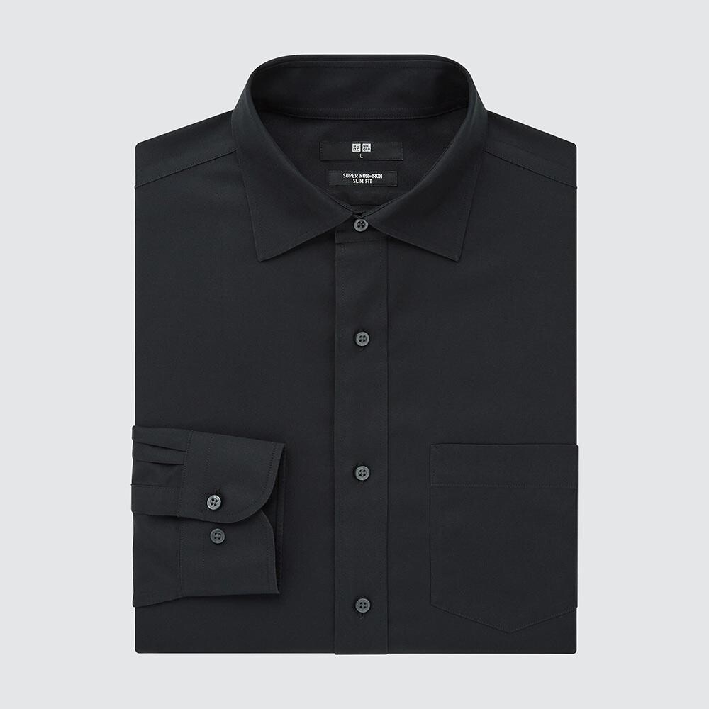 

Облегающая рубашка Uniqlo, черный