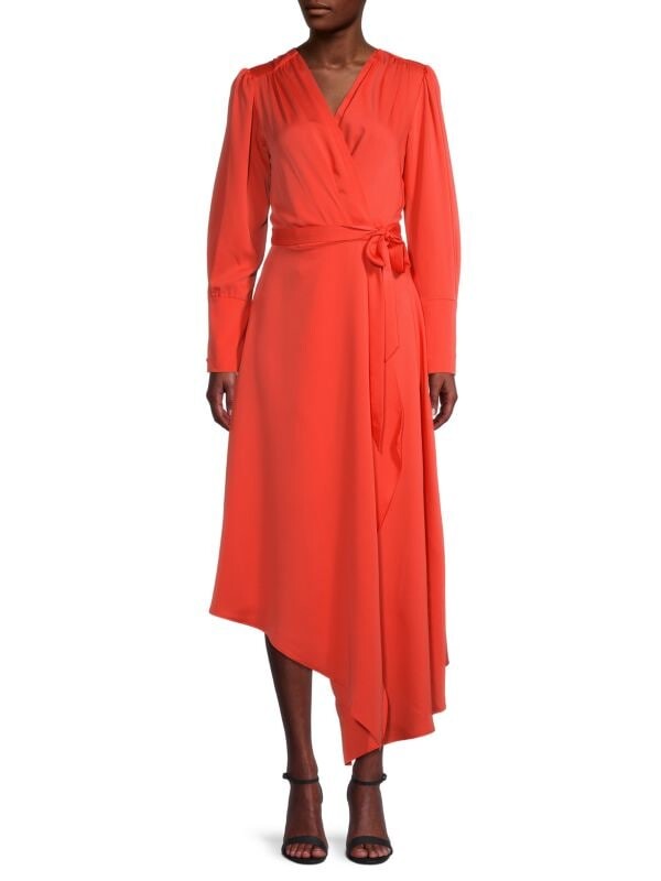

Макси-платье с запахом и асимметричным подолом BCBGMAXAZRIA Crystal