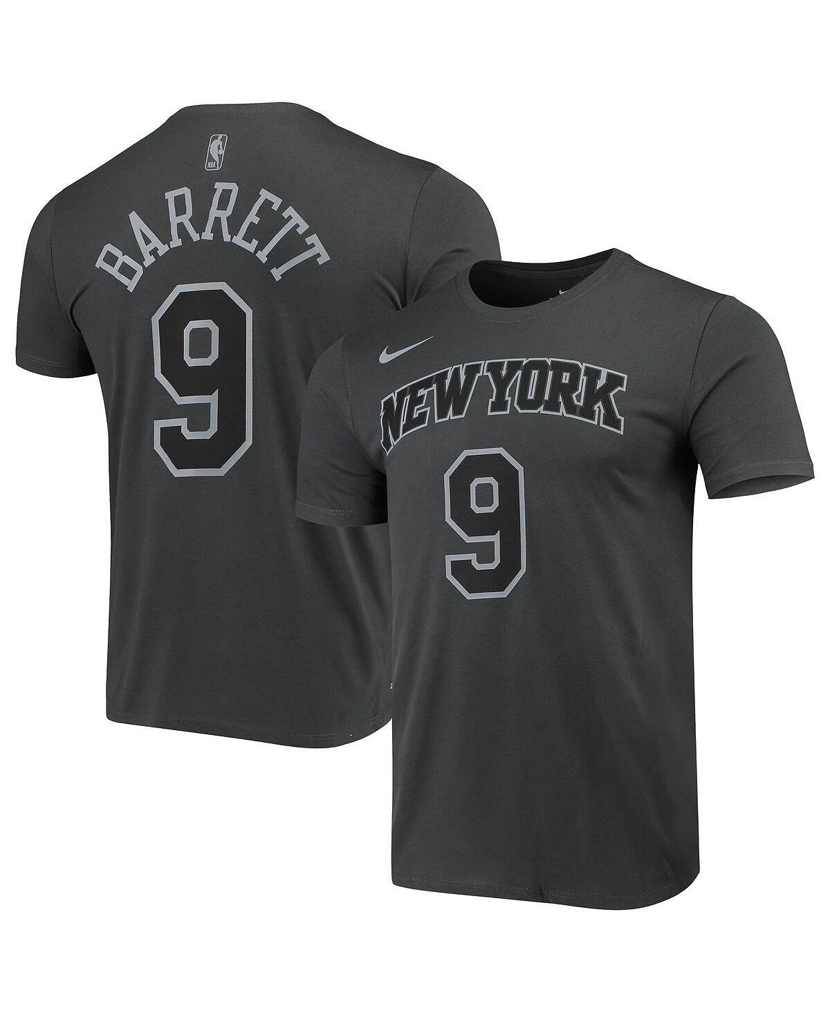Мужская футболка rj barrett grey new york knicks icon performance Nike, серый матрас kruage нью йорк 160x200 чехол жаккард kruage с технологией объёмной стёжки