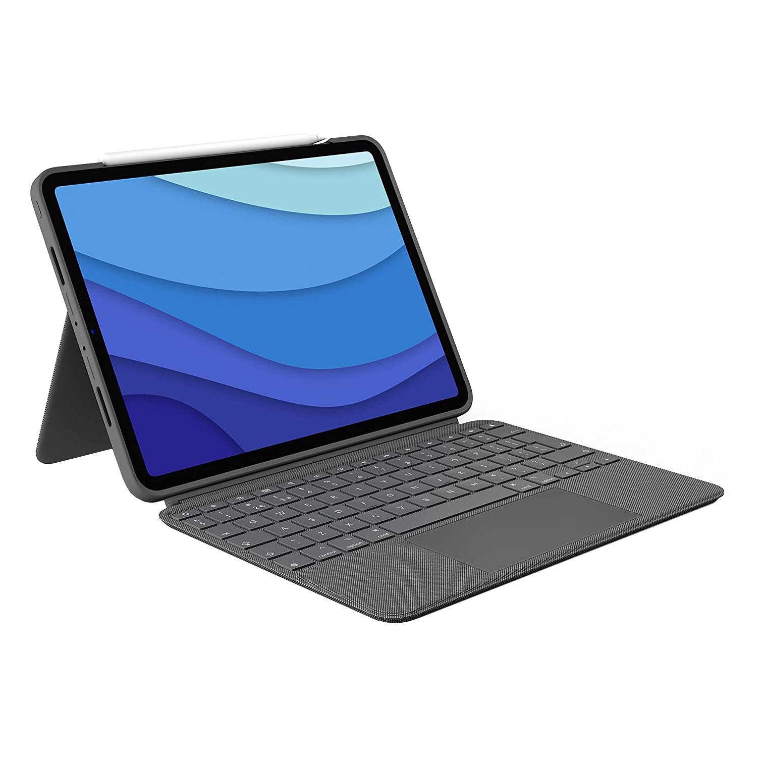 Чехол-клавиатура Logitech Combo Touch для iPad Pro 12.9'', английская раскладка, серый чехол для клавиатуры doqo magic для ipad pro 12 9 2021 2020 чехол для клавиатуры с магнитной подсветкой и трекпадом корейский арабский иврит