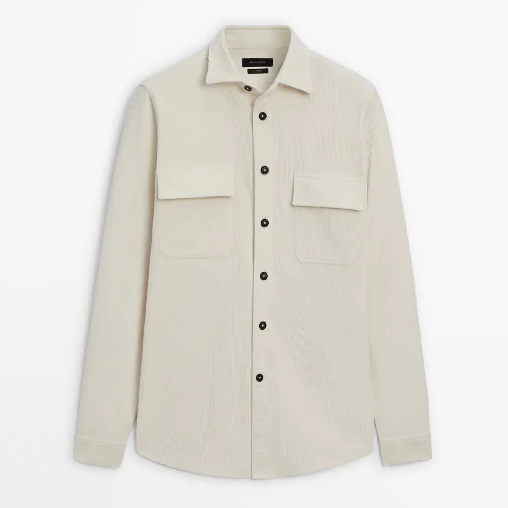 

Куртка-рубашка Massimo Dutti Relaxed Fit Corduroy With Chest Pockets, бежевый