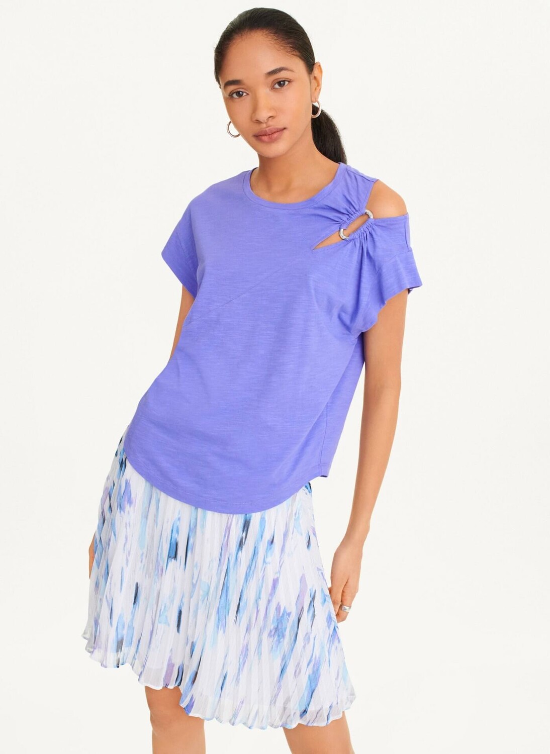 

Футболка DKNY Shoulder Cut Out, сиреневый, Фиолетовый