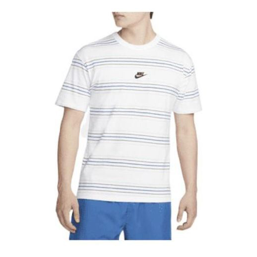 Футболка Men's Nike Logo Micro Mark Stripe White T-Shirt DQ1117-100, белый